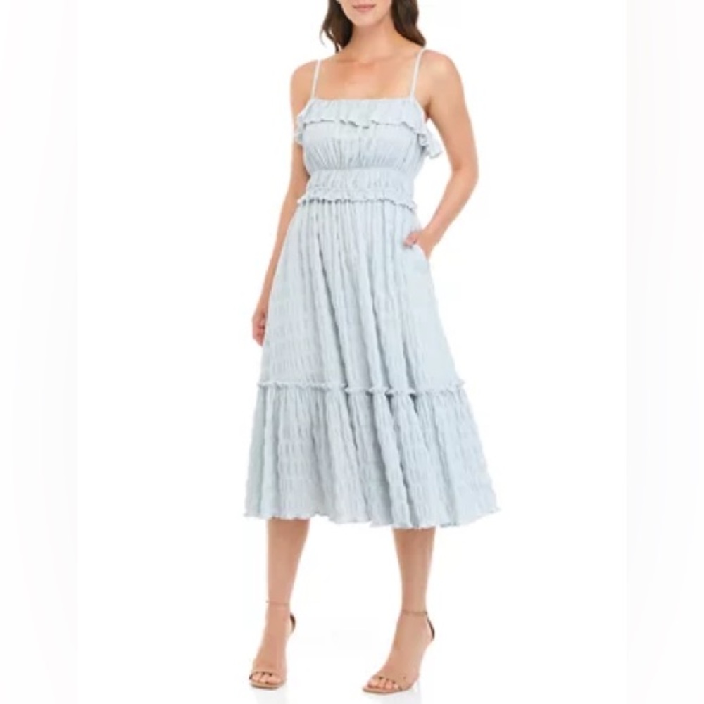 NWT T Tahari sleeveless ruffled midi dress